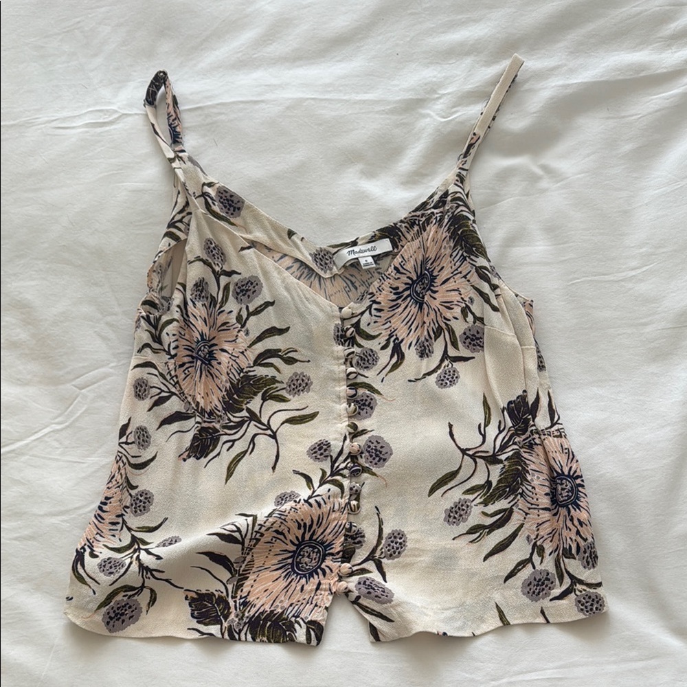 Madewell Cream Camisole Crop Top Sleeveless